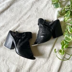 Marsell Bolla Black Leather Peep Toe Convertible Mule/Sling-Back Block Heel